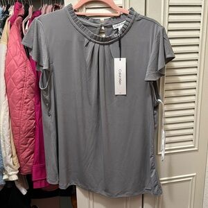 CALVIN KLEIN NEW W TAG GRAY BLOUSE SIZE XL